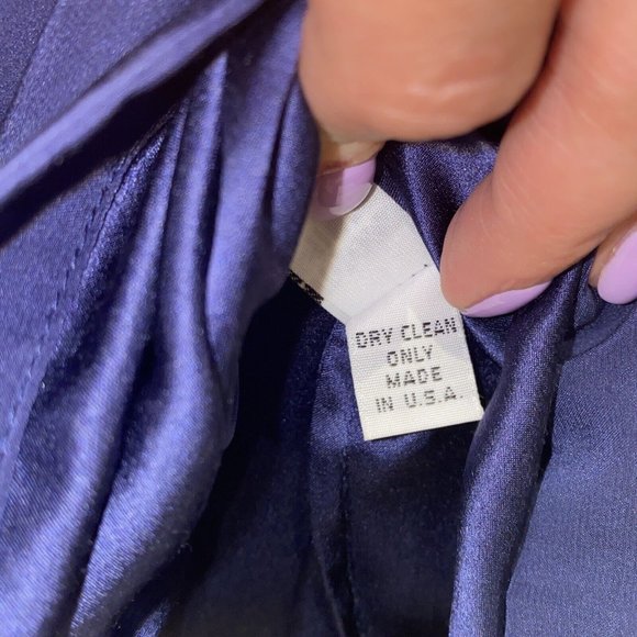 Annyee Navy Blue 100% Silk Blouse Tunic Back Buttons Size S/M - Picture 9 of 11